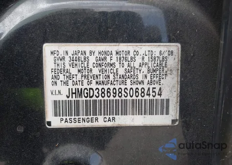 2008 Honda Fit Sport z USA, uszkodzony, nr VIN JHMGD38698S068454